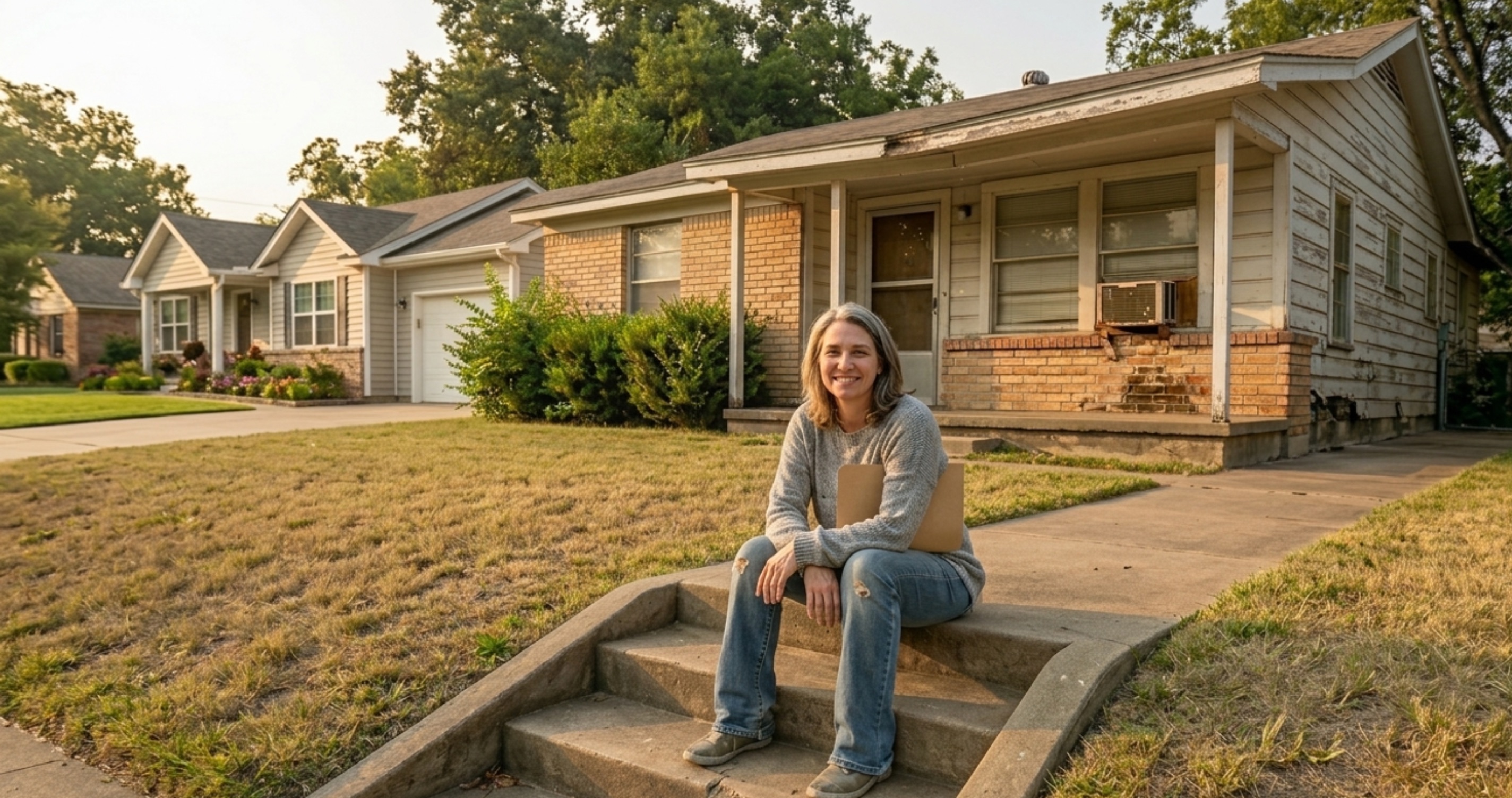 Texas homeowner on front porch